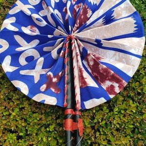 Vibrant Blue and Red Folding Fan  Accessory